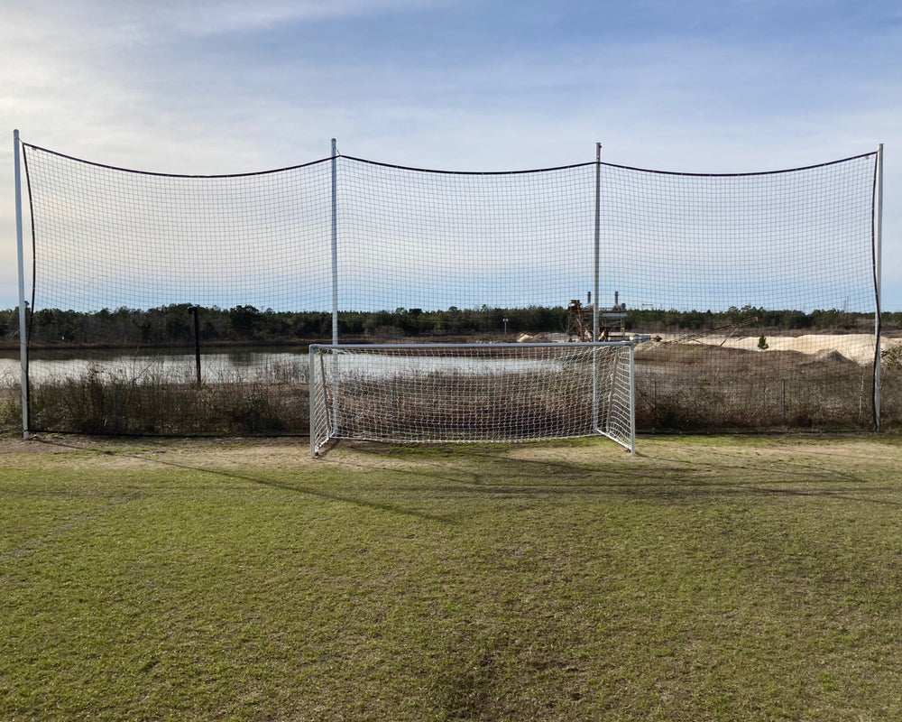 backstop net system with soccer goal