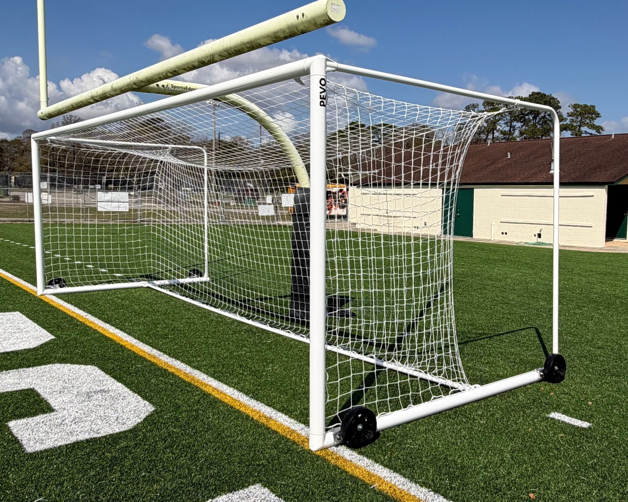 PEVO Stadium Series 8′×24′ Box‑Style Soccer Goal – Pro / School